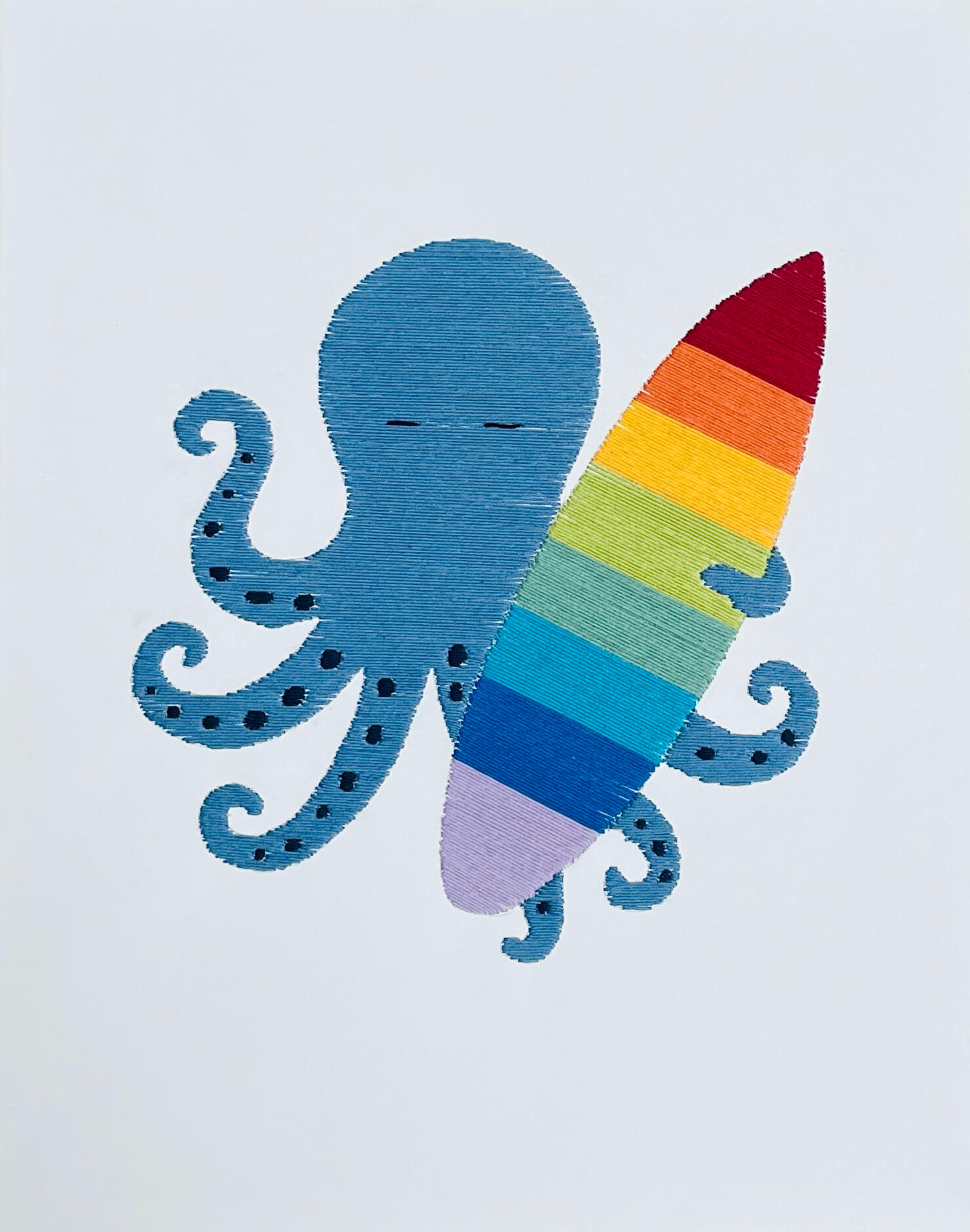 Octopus decoratie voor de kinderkamer Met de hand geborduurde octopus decoratie voor babykamer en kinderkamer. Uniek cadeau.